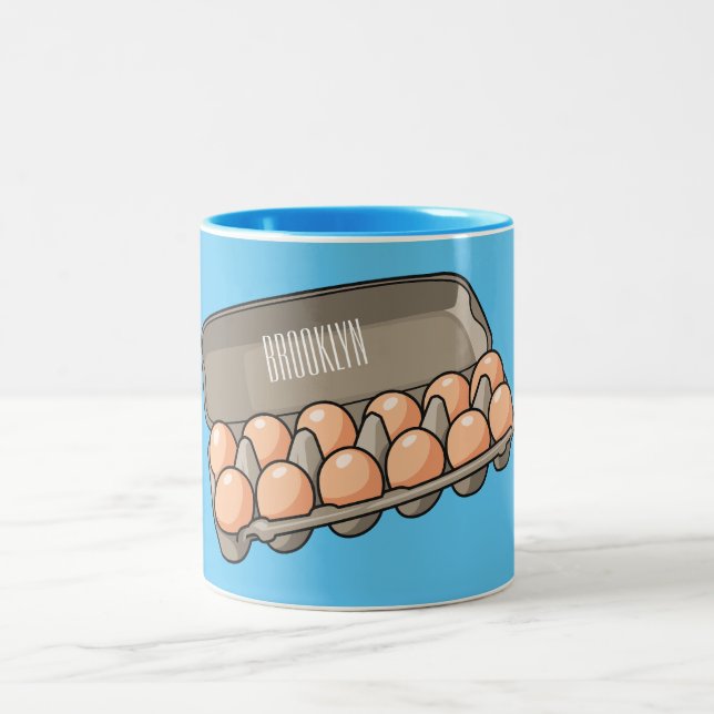 Eierkarton-Cartoon Zweifarbige Tasse (Mittel)