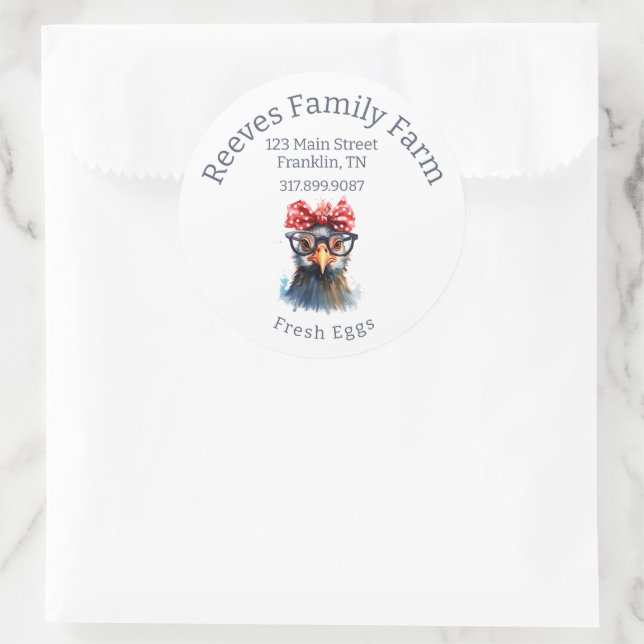 Eierkarton Funny Chicken Round Label Aufkleber (Tasche)
