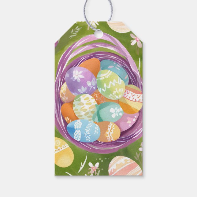 Eierkörbchen | Frühlingspastel Geschenkanhänger (Vorderseite)