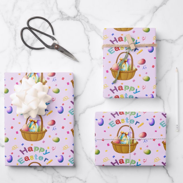 Eierkörbe für Ostern Geschenkpapier Set (Vorderseite)