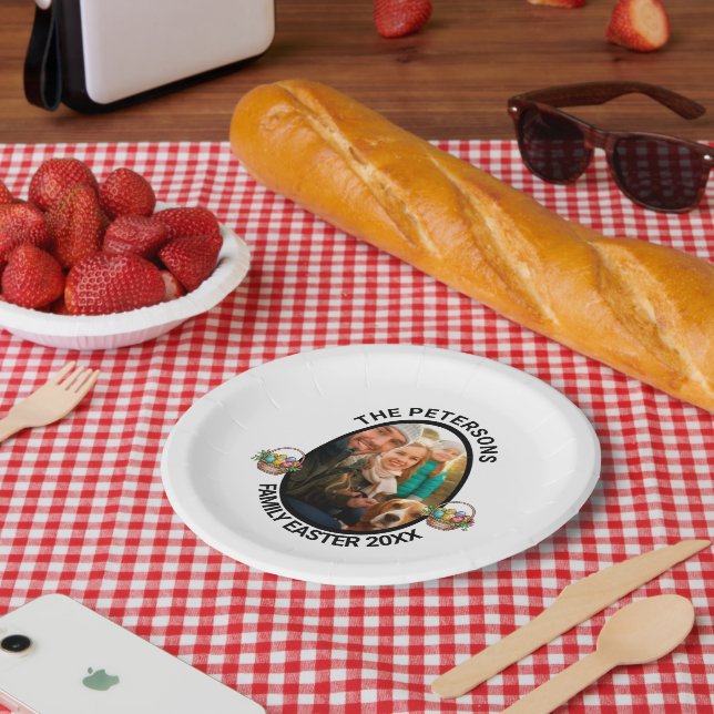 Eierkörbe für personalisierte Osterfamilien - Foto Pappteller (Picknick)
