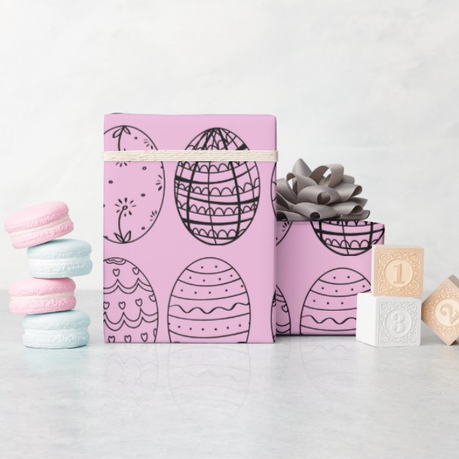 Eierparade (klein) in rosa Umschlagpapier Geschenkpapier (Babyparty)