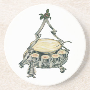 Eierpunsch in einer Weihnachtstanne-Punschschale i Untersetzer