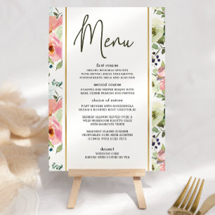 Eierschale und Rosé Blumen Romantisches Hochzeitsm Menükarte