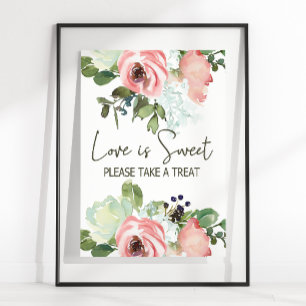 Eierschale und Rosé Blumenhochzeit Liebe ist süß Poster