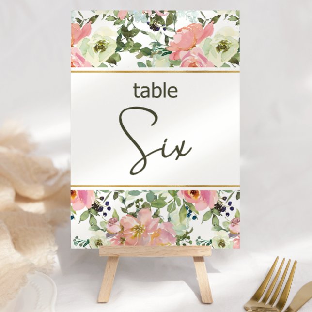 Eierschalen-Rosa-Blush-Blumen-Hochzeitstisch-Numme Tischnummer (Von Creator hochgeladen)