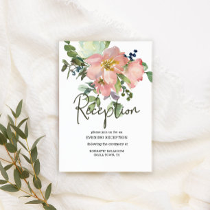 Eierschalen- und Rosafarbene Florale Hochzeit-Beil Begleitkarte