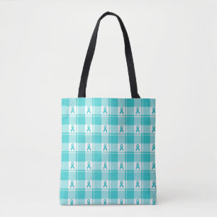 Eierstockkrebs-Bewusstseins-Kariertasche, Türkis