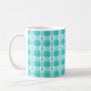 Eierstockkrebs-Bewusstseins-Plaid-Becher, Türkises Kaffeetasse