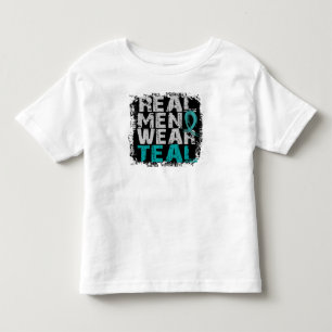 Eierstockkrebs Real Men tragen Aquamarine Kleinkind T-shirt