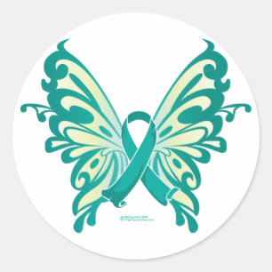 Eierstockkrebs-Schmetterling Runder Aufkleber
