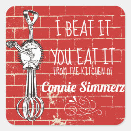 Eierstockziegel aus der Küche des Aufklebers Quadratischer Aufkleber