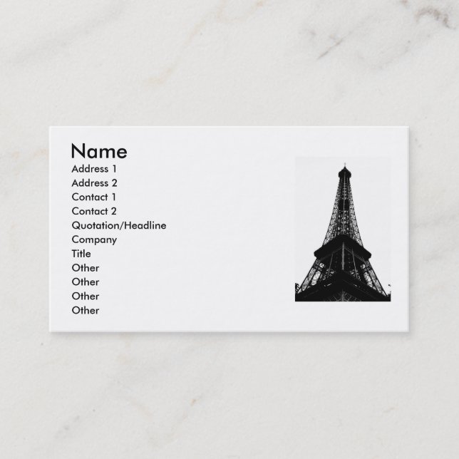 Eifel Tower Business Card Visitenkarte (Vorderseite)