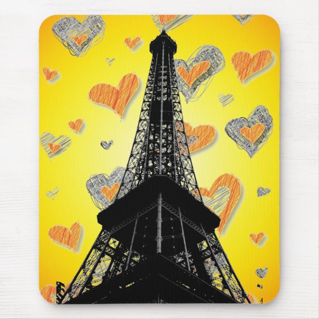 Eifel Tower Hearts Mousepad (Vorne)
