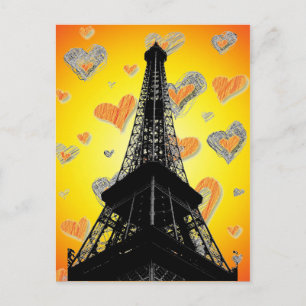 Eifel Tower Hearts Postcard Postkarte
