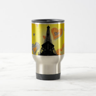 Eifel Tower Hearts Travel Mug Reisebecher
