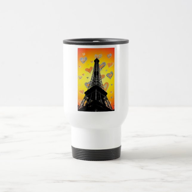 Eifel Tower Hearts Travel Mug Reisebecher (Mittel)