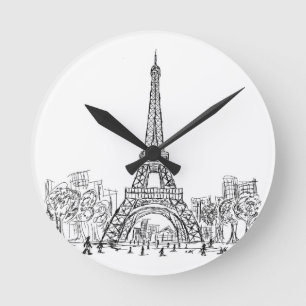 Eifel Tower Paris Runde Wanduhr