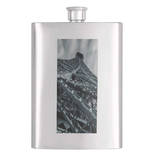 Eifelturm Paris Steel und Himmelsflasche Flachmann (Vorderseite)