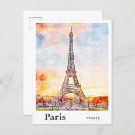 Eiffel Paris Frankreich Wasserfarbe Sketch Hand Dr Postkarte