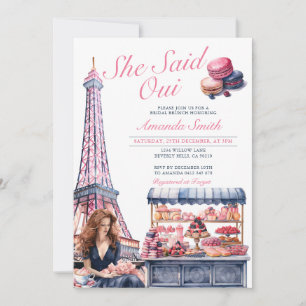 Eiffel She sagte Oui Brautparty Cafe Patisserie Einladung