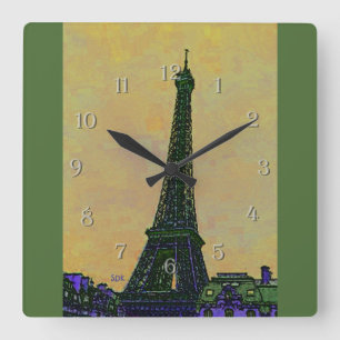 Eiffel Tower Art Quadratische Wanduhr