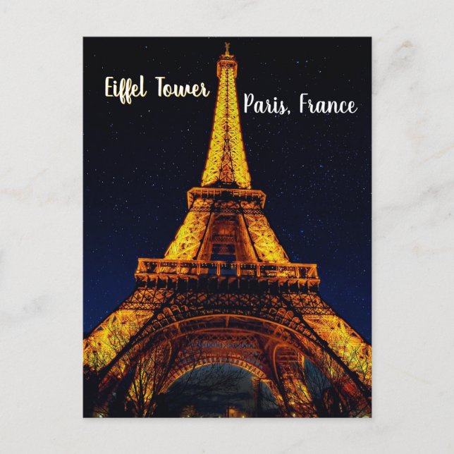Eiffel Tower at Night – Paris Postkarte (Vorderseite)