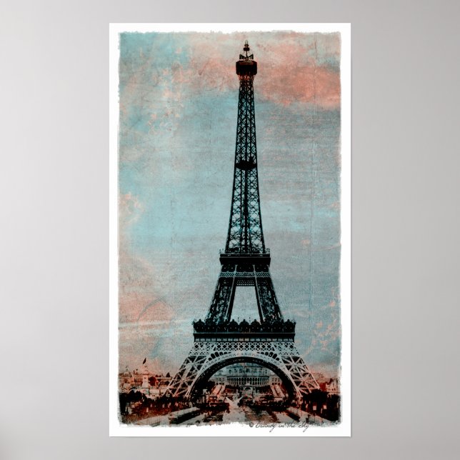 Eiffel Tower at Sunrise Vintage Style Poster (Vorne)