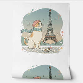 Eiffel Tower Beret Kitty Pattern - Modern Travel  Tapete