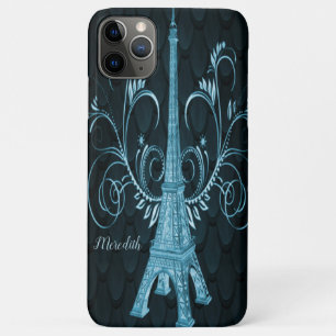 Eiffel Tower Blue Floral Wirbel Case-Mate iPhone Hülle