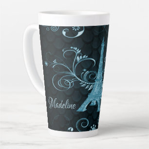 Eiffel Tower Blue Floral Wirbel Milchtasse