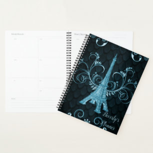 Eiffel Tower Blue Floral Wirbel Planer