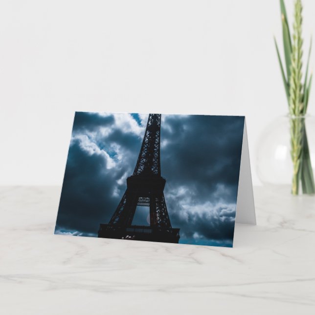 Eiffel Tower Blue Night Karte (Vorderseite)
