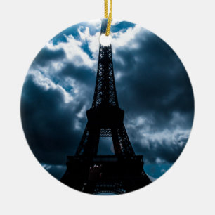 Eiffel Tower Blue Night Keramik Ornament
