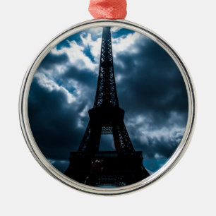 Eiffel Tower Blue Night Silbernes Ornament