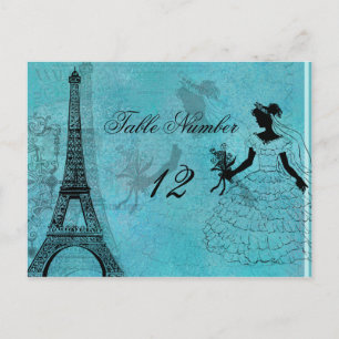 Eiffel Tower Bride Tischnummer Postkarte