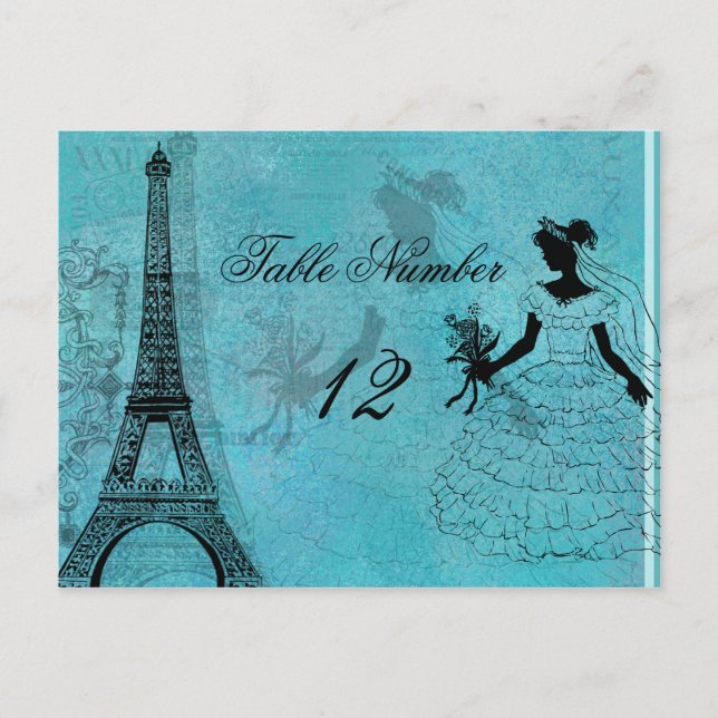 Eiffel Tower Bride Tischnummer Postkarte (Vorderseite)