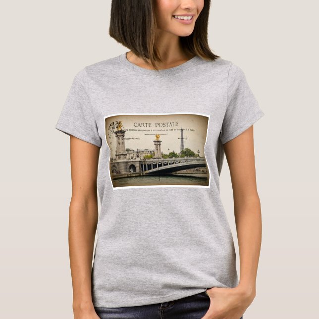 Eiffel Tower Bridge, Paris Frankreich T-Shirt (Vorderseite)
