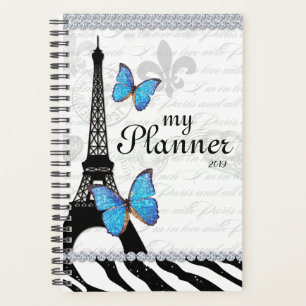 Eiffel Tower Butterfly Französisch Country Script Planer