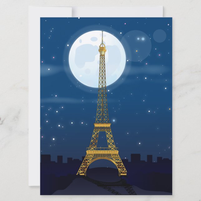 Eiffel Tower Cartoon Einladung (Vorderseite)
