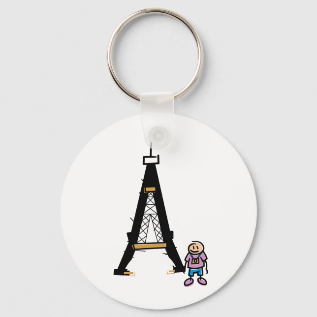 Eiffel Tower Cartoon Schlüsselanhänger (Vorderseite)