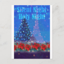Eiffel Tower Christmas Pine Poinsettia Postkarte