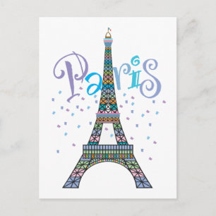 Eiffel Tower Confetti Postkarte
