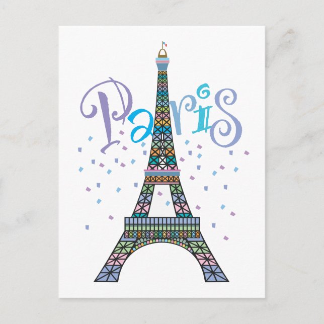 Eiffel Tower Confetti Postkarte (Vorderseite)