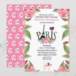 Eiffel Tower Floral Paris Frankreich Geburtstag Einladung
