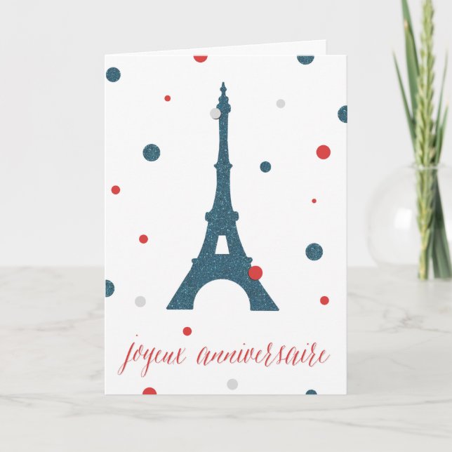 Eiffel Tower French Birthday Karte (Vorderseite)