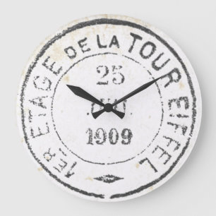Eiffel Tower French Postmark Vintag Große Wanduhr