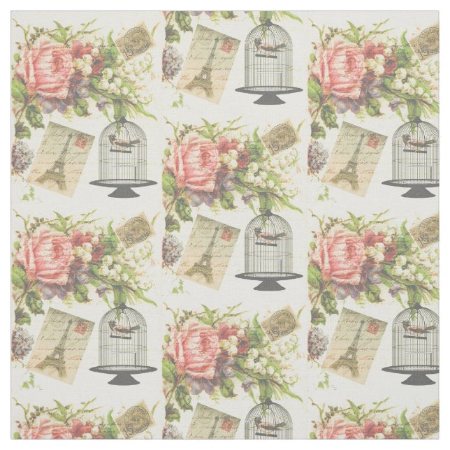 Eiffel Tower French Theme Vintag Paris Fabric Stoff (Muster)