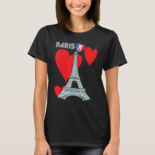 Eiffel Tower I Love Paris France Souvenir French T-Shirt (Vorderseite)