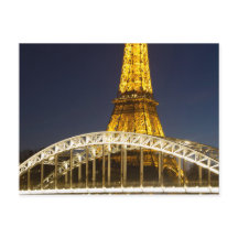 Eiffel Tower Illuminate Bridge Paris Postcard
